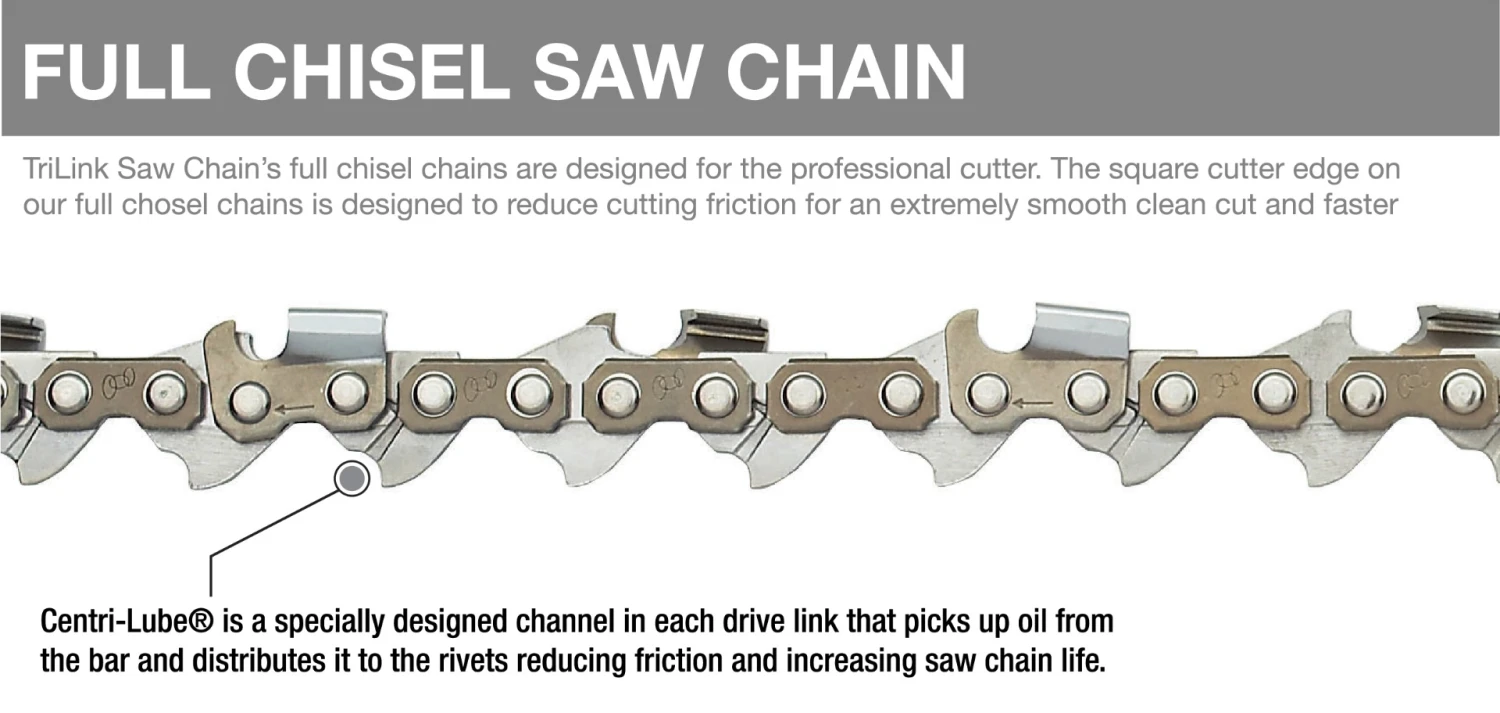 TriLink Full Chisel Saw Chain .325" .050" Ga 3/16" File 3 TriLink Full Chisel Saw Chain .325" .050" Ga 3/16" File